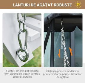 Outsunny Leagăn Suspendat pentru Exterior din Lemn de Brad cu Măsuță Rabatabilă și Suporturi pentru Pahare, Leagăn pentru Grădină sau Terasă cu 2-3 Locuri, Alb | Aosom Romania
