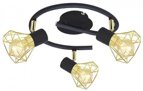 Plafoniera neagra/aurie din metal cu 3 becuri Verve Candellux