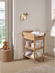 Masă de înfășat în culoare naturală din lemn de stejar cu masă de schimbat Forrest – Vipack