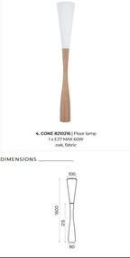 Lampadar, lampa de podea din lemn design modern Cone maro