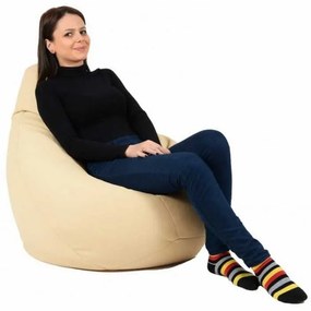 Fotoliu Nirvana Hobbit Pufrelax, Material Piele ecologica - Nude