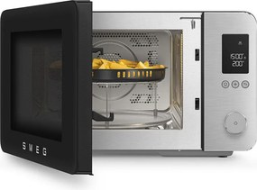 Cuptor cu microunde combinat cu aer cald SMEG Collezione MOC02BLMEU, 900 W, 27 l, 25 de programe, închidere lină, setări personalizate, negru mat