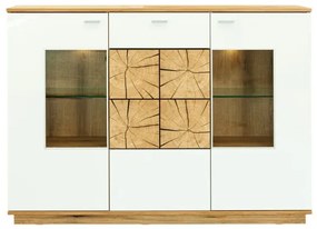 Bufet Dakota, 3Usi + 1Sertar, Alb &amp; Natur, 82 x 42 x 170 Cm