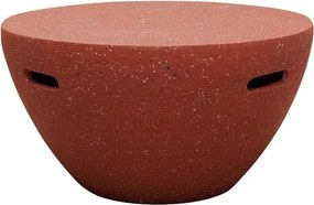 Măsuță de cafea rotundă din oxid de magneziu, roșu, în formă de bol, cu efect terrazzo și mânere decupate, 35 x 68 cm, „Fusion”