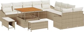 vidaXL Set de canapele pentru grădină cu pernă 13 pcs Bej Rattan poli