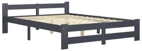 322022 vidaXL Cadru de pat, gri închis, 140x200 cm, lemn masiv pin