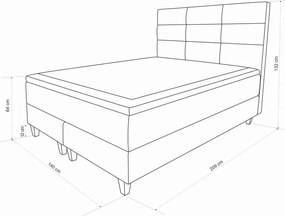 Pat matrimonial, Stockholm, Harmony E, 140x200 cm, saltea tip Pocket, topper memory, Graphite