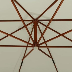 Umbrela de soare suspendata stalp din lemn 300 cm alb nisipiu Alb
