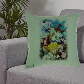Perna Personalizata Nanatsu no Taizai Cele Sapte Pacate Mortale Anime, 40x40 cm, Verde, Husa Detasabila, Perna Inclusa, BEKZ®