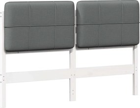 vidaXL Tăblie tapițată Alb și gri deschis 135 cm Lemn de pin masiv