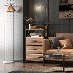 HOMCOM Corp de depozitare stil industrial comodă 3 sertare din țesătură detașabile și 2 rafturi - 60 x 29 x 101cm - MDF și metal | Aosom Romania