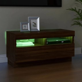 Comoda TV cu lumini LED, stejar maro, 80x35x40 cm 1, Stejar brun, 80 x 35 x 40 cm