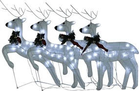 vidaXL Reni de Crăciun, 4 buc., alb, 80 LED-uri