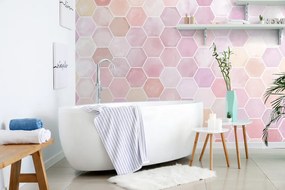 Tapet autoadeziv model hexagonal roz