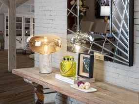 Veioza / Lampa de masa design elegant Fungi alb/ chihlimbar