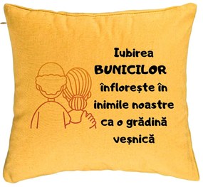 Perna Decorativa pentru Bunici 10, 40x40 cm, Galben, Husa Detasabila, Burduf