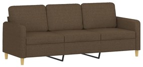 349100 vidaXL Canapea cu 3 locuri, maro, 180 cm, material textil