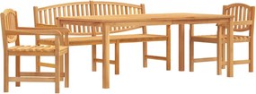 vidaXL Set mobilier pentru grădină, 4 piese, lemn masiv de tec