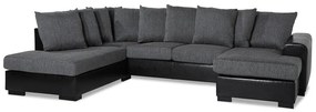 Colțar Scandinavian Choice 665Gri, Negru, 310x215x90cm, Picioare: Lemn