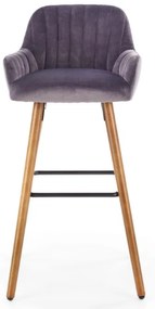 Scaun bar catifea H-93 gri inchis - H 98 cm