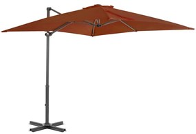 vidaXL Umbrelă în consolă cu stâlp din aluminiu, cărămiziu, 250x250 cm