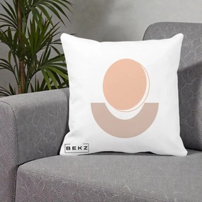Perna Decorativa Geometric Boho Luna si Disc, 40x40 cm, Alba Mata, Husa Detasabila, Perna Inclusa, BEKZ®
