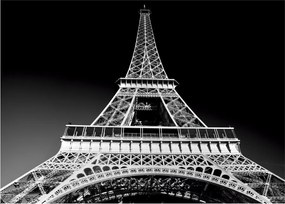 Tablou pe sticlă - Turnul Eiffel, alb-negru (70x50 cm)