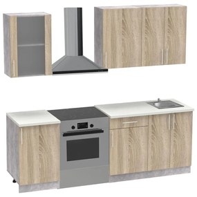 Set mobila bucatarie 4 buc Festa IV Pako World Sonoma 160x60x85 cm
