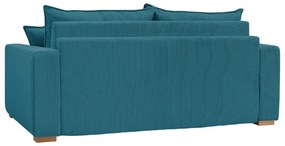 Canapea albastră extensibilă cu tapițerie din catifea reiată 225 cm Augustin – Bobochic Paris
