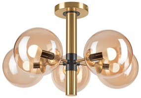 Lustră pe tijă ROLLO 5xE14/5W/230V auriu/bej fumuriu