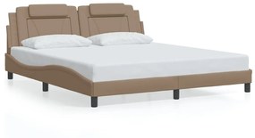 3214040 vidaXL Cadru de pat cu LED, cappuccino, 180x200 cm, piele ecologică