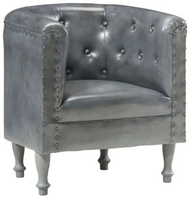 vidaXL Fotoliu, gri, piele naturală