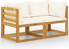 vidaXL Bancă de grădină cu perne alb crem, 2 locuri