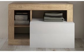 Bancă LENOR 91 x 209 cm, alb/maro