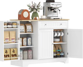HOMCOM Bufet de bucătărie, mobilier de depozitare cu 3 uși, sertar, rafturi pe ușă și raft reglabil, 105x40x83cm, alb | Aosom Romania