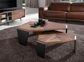 Masuta de cafea asimetrica design modern Walnut and Black