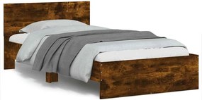 vidaXL Cadru de pat cu tăblie stejar fumuriu 100x200 cm lemn prelucrat