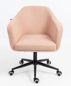 HR832K Scaun Catifea Reiată Premium culoare Roz prăfuit Litchi cu Bază Neagră