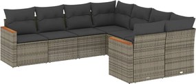 vidaXL Set canapele de grădină cu perne, 8 piese, gri, poliratan