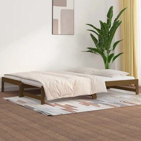 820430 vidaXL Pat de zi extensibil, maro miere, 2x(90x200) cm, lemn masiv pin