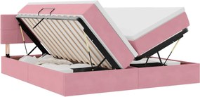 vidaXL Pat cu storage cu saltea cu headboard Roz 100 x 200 cm