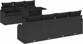 vidaXL Set de canapele pentru grădină cu pernă 8 pcs Negru Rattan poli