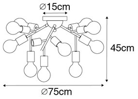 Plafoniera de design neagra cu auriu 12 lumini - Juul