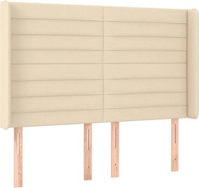 vidaXL Tăblie de pat cu aripioare, crem, 147x16x118/128 cm, textil