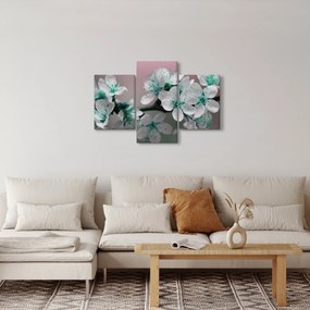 Tablou cu floare - turcoaz (90x60 cm)
