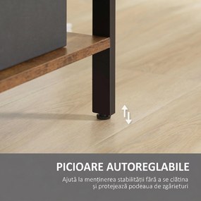 HOMCOM Bibliotecă cu 5 Rafturi, Compartimente Deschise, 77 x 30 x 157,5 cm, Maro Rustic și Negru | Aosom Romania