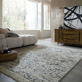 Covor gri/fildeș țesut manual din lână 140x200 cm Ellsa – Flair Rugs