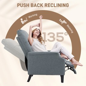 HOMCOM Fotoliu Relaxant Ergonomic Înclinabil cu Suport Dublu pentru Picioare, Dimensiuni 72x83x103 cm, Gri Elegant pentru Confort Maxim | Aosom Romania