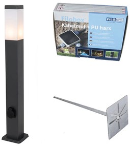 Lampă de exterior gri închis 80 cm cu soclu IP44 - Malios