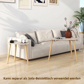 HOMCOM Set 2 măsuțe de living suprapozabile în stil nordic cu picioare din lemn, culoare lemn | Aosom Romania